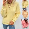 Women's Fashion Solid Color Hooded Pocket Knit Sweater