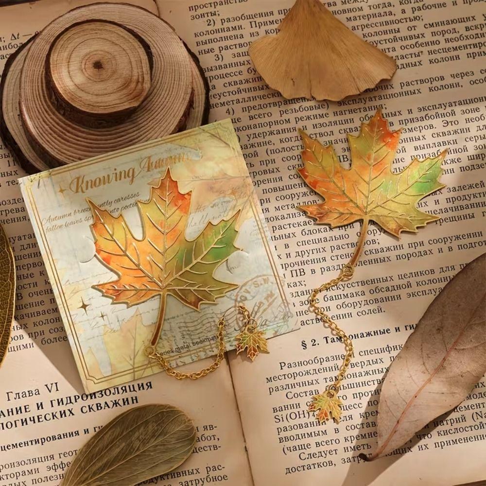 Creative Leaf Metal Autumn Element Bookmarks Stationery Decorative Bookmark Teachers and Students