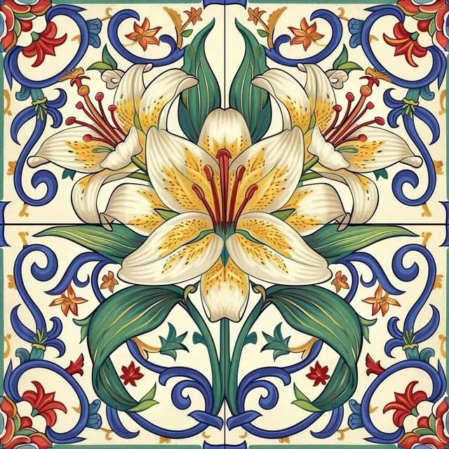 5D Diy Алмазная картина Цветная мандала Белый цветок лилии Вышивка крестом Полная квадратная круглая картина Мозаика Стразы Вышивка