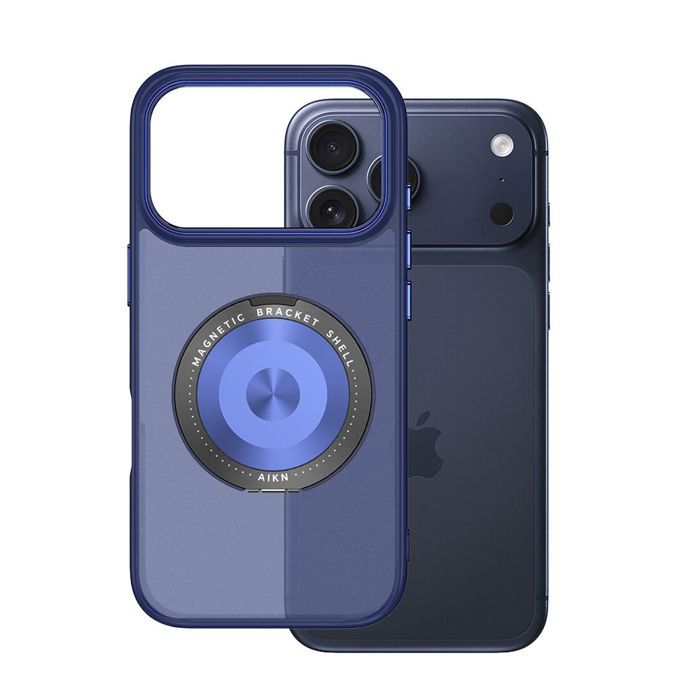Coque avec Anneau 360° - BOOLING - pour iPhone 17 Pro Max - Silicone PC avec Anneau Magnétique Rotatif Bleu