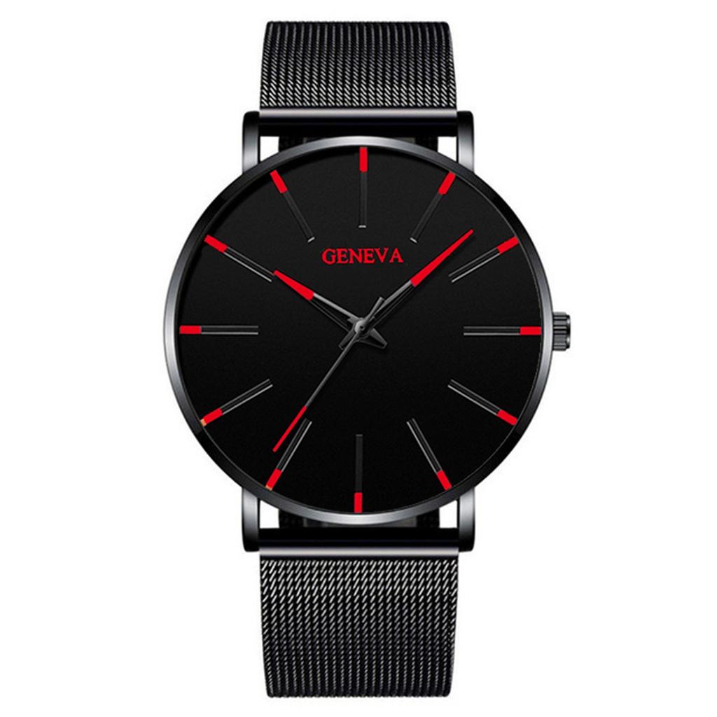Men's Fashion Ultra Thin Watches Business Stainless Steel Mesh Quartz Watch