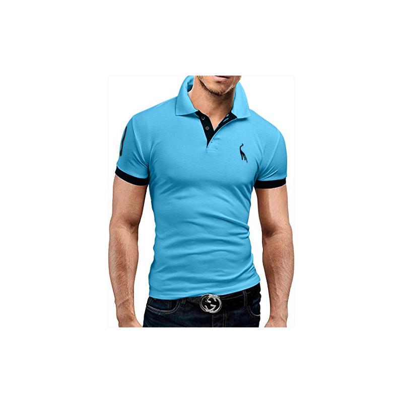 Продукт Многоцветная мужская рубашка поло с короткими рукавами, повседневные топы с вышивкой оленя, тонкая футболка на открытом воздухе