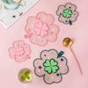 Dining Table Mat Cherry Lucky Clover Blossom Heat Insulation Pad Anti-skid Cup Pads Non-slip Coaster Kitchen Accessories