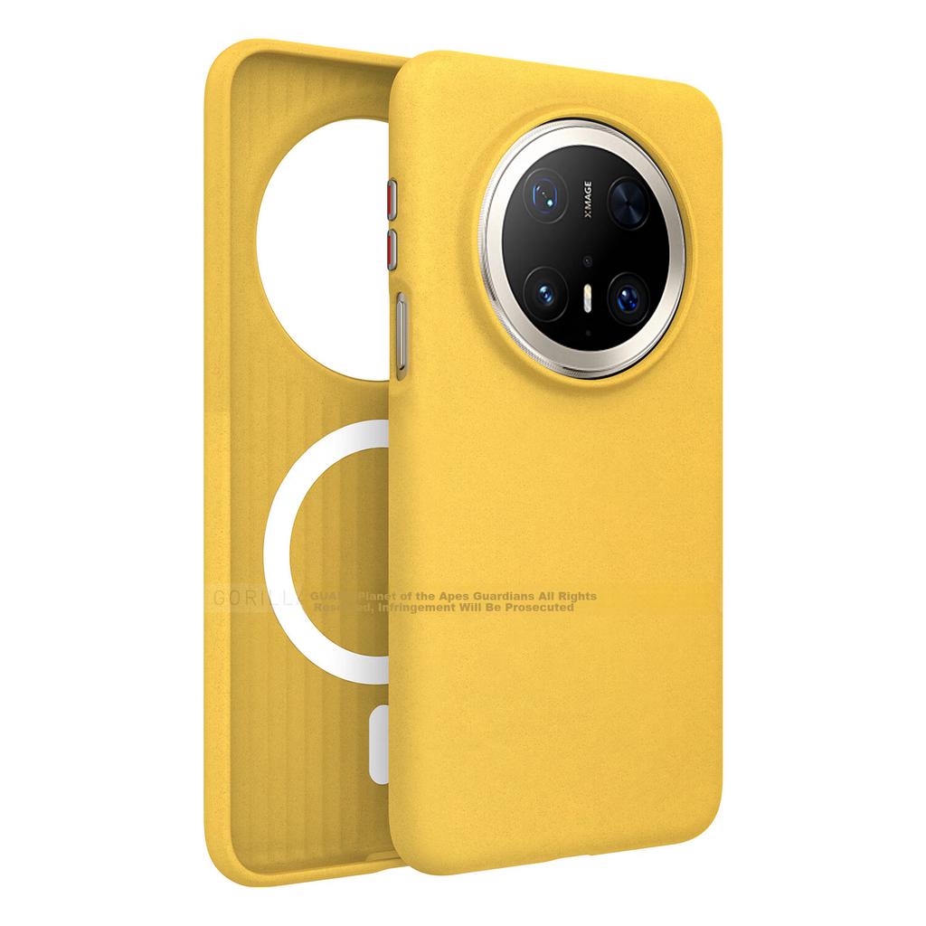 Quartz Sand Cooling Magnetic Phone Case Premium Edition for Huawei Mate70Pro+ Protective Cover, Matte Soft Edge Shockproof Simple Business Yellow