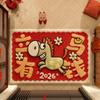 Red Year of The Horse Floor Mat Non-slip Soft Pony New Year Door Mat Water Absorption Blessing Words Doormat Rugs