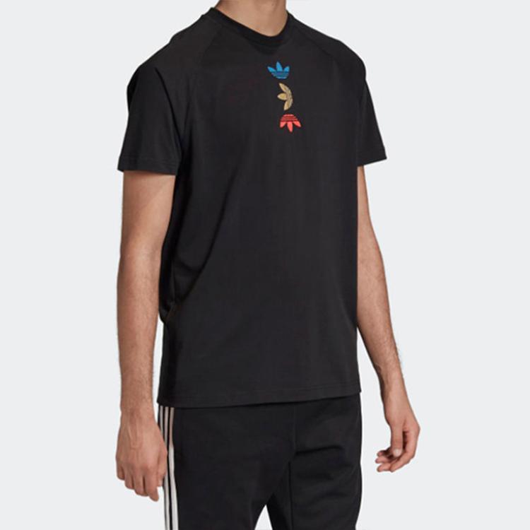 adidas Оригинальная футболка Trefoil Comfort Tag с короткими рукавами, мужские топы, черные FS7346