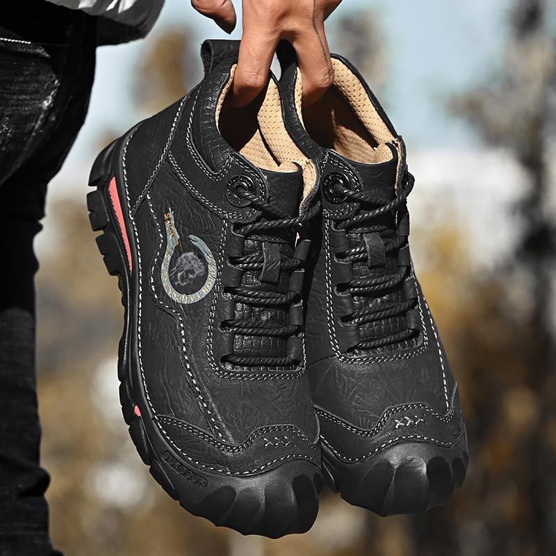 Осенние/зимние кожаные ботинкиМужские походные ботинки с высоким верхом из плюшевой кожи и хлопка для активного отдыха, большой размер 39-46