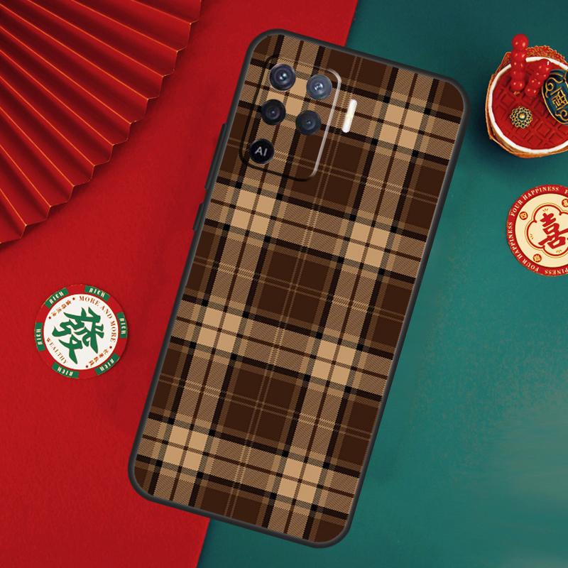 Коричневый Клетчатый Чехол Для Oppo A78 A98 A58 A38 A18 A54 A74 A94 A80 A60 A40 A96 A76 A16 A15 A17 A57 A5 A6 Pro
