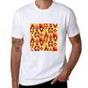Retro geometric motif orange red pattern TShirt Construction Work Tee Shirt TShirt