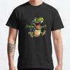 Men Fashion Casual Short Sleeves Crocodiles Hiking Black Tees Oversized T-shirts