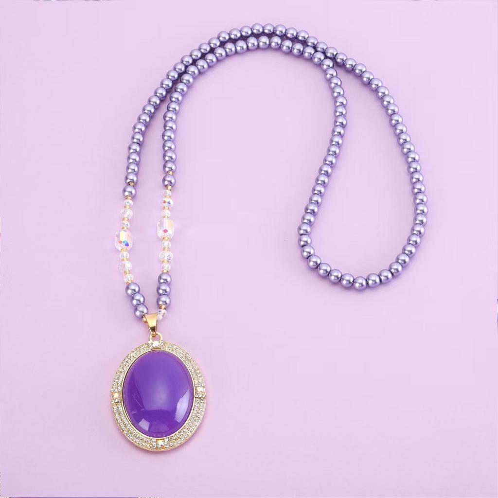 Элегантное фиолетовое роскошное ожерелье-свитер в восточном стиле Ци – Универсальный длинный аксессуар в китайском стиле