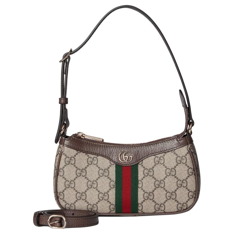 Gucci Ophidia бренд логотип классическая холщовая и кожаная сумка через плечо мини женская бежевая и темно-коричневая