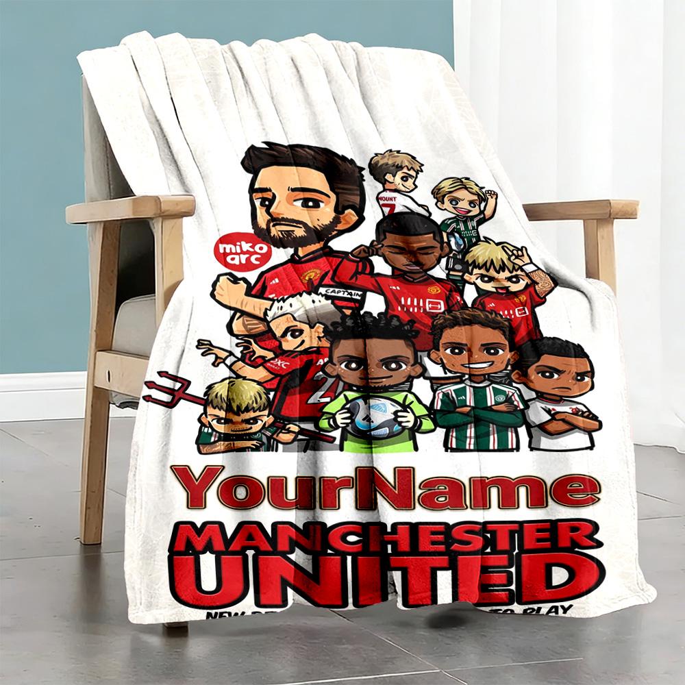 Manchester Customize Your Name Blanket Lightweight Customizable Blanket Ultra-Soft for Home Decor Living Room Office Chair Nap Four Seasons Universal