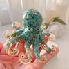 Natural Crystal Gravel Octopus Statue Dropper Resin Reiki Stone Garden Statue Ornaments Office Tabletop Bar Decorative Fun Gift