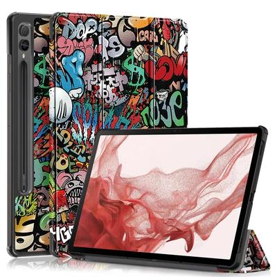 Роскошный тройной кожаный жесткий чехол-подставка для Samsung Galaxy Tab S9 S9 FE S9 Plus противоударный защитный чехол