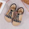 Summer Bohemian Rhinestone Sandals  New Elastic Band Beach Holiday Sandals For Women Open Toe Flat Comfortable Sandalias