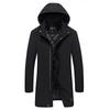 Мужская куртка большого размера для осени и зимы, повседневная, средней и длинной длины, утолщенная куртка с капюшоном для мужчин среднего и молодого возраста
