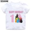 Cute Barbapapa Print Cartoon Girls Clothes 1 2 3 4 5 6 7 8 9 Years Happy Birthday Kids Short Sleeve T shirt Baby Boys TShirts
