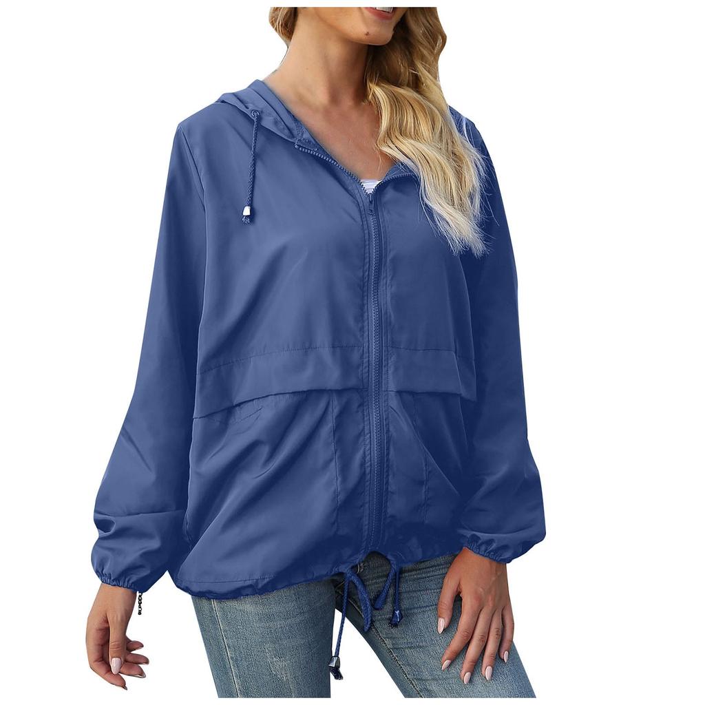 Женская однотонная куртка от дождя, уличные куртки, плащ с капюшоном, ветрозащитный