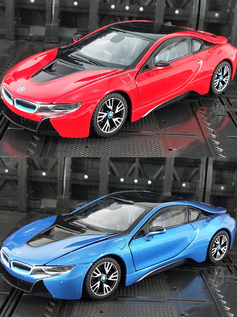 Rastar 1:24 BMW I8 model car, zinc alloy metal decoration, collectible gift car