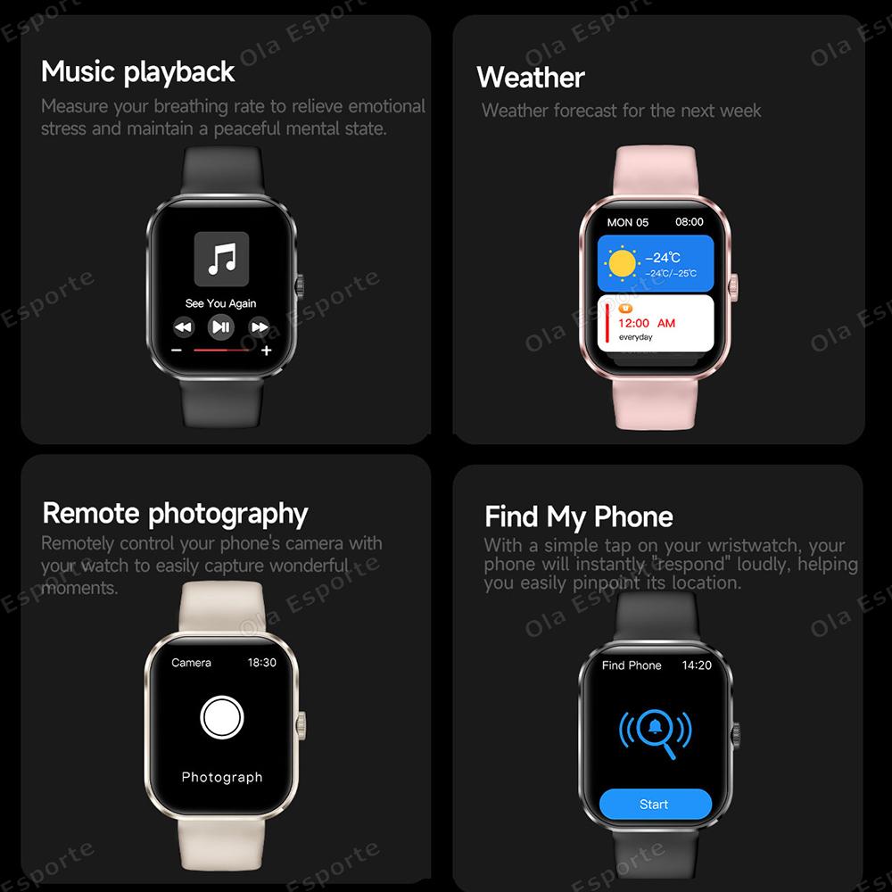 Новые умные часы, полноэкранный сенсорный экран, Bluetooth-вызовы, голосовой помощник AI, пульсометр, водонепроницаемые часы, спортивный браслет, смарт-часы для женщин и мужчин