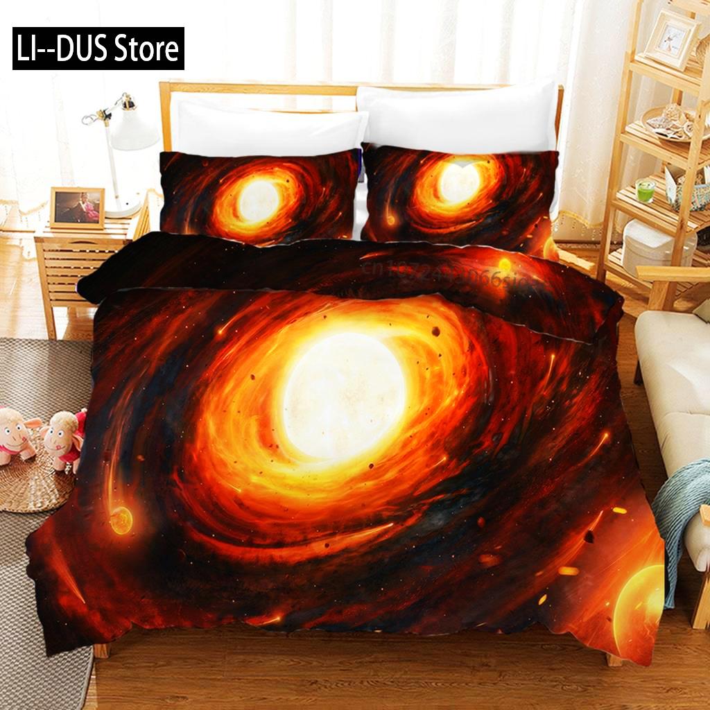 Комплект постельного белья Starry Sky Blue Orange Galaxy Starry Sky Theme Twin Комплект постельного белья из микрофибры Double Queen King Size Покрывало для пододеяльника