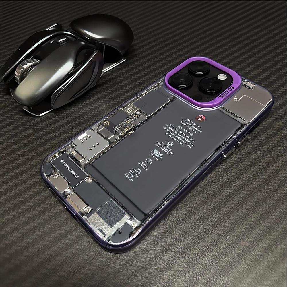 Чехол для телефона с внутренним рисунком в стиле микросхем для iPhone 17 16 15 14 Plus 13 12 11 Pro Max Матовый ТПУ Модный Защитный Чехол