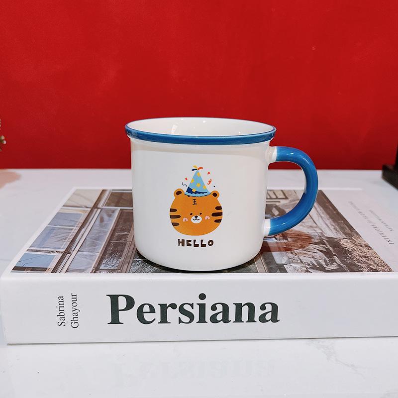 Birthday Gift Cartoon Cute Tiger Birthday Hat Souvenir 100-day Banquet Gift Ceramic Cup Children's Cup