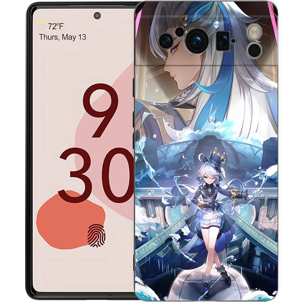 Чехол для телефона Google Pixel 8 7 6 Pro 8A 7A 6A, ТПУ-оболочка, Мягкий силикон, Ударопрочный, Черная крышка, Genshin Impact Wanderer
