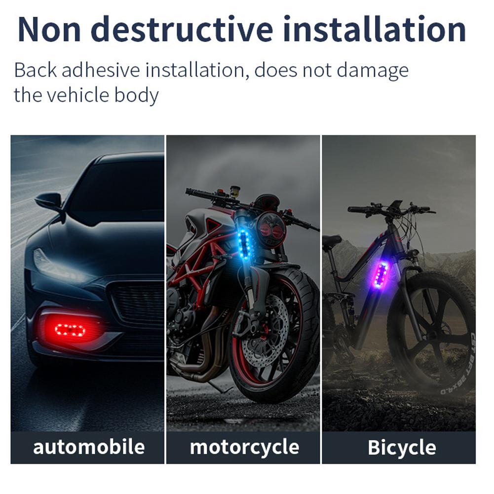 Солнечная энергия мотоциклетный автомобиль светодиодный предупреждающий фонарь ночной езды задний фонарь противотуманный стробоскопический фонарь для мотоцикла электромобиля велосипеда