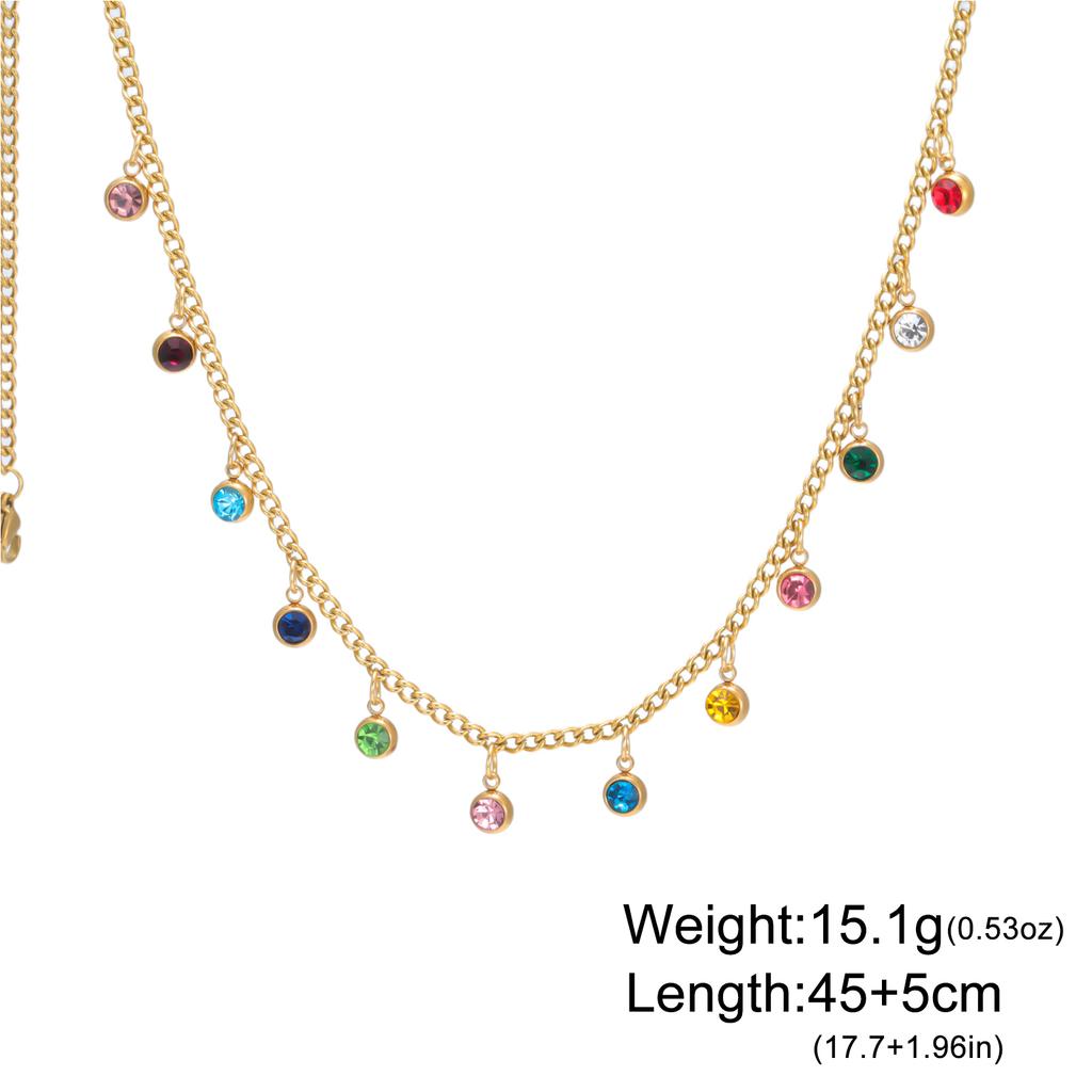 Cazador Colorful Clear Zircon Charms Women's Necklaces 2026 Stainless Steel Trendy Jewelry Choker Necklaces Valentine Gift 2026