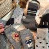 8 пар корейских зимних серых шерстяных носков женских с вышивкой собаки, средней длины, милые мультяшные носки, модные в стиле колледжа, дышащие носки