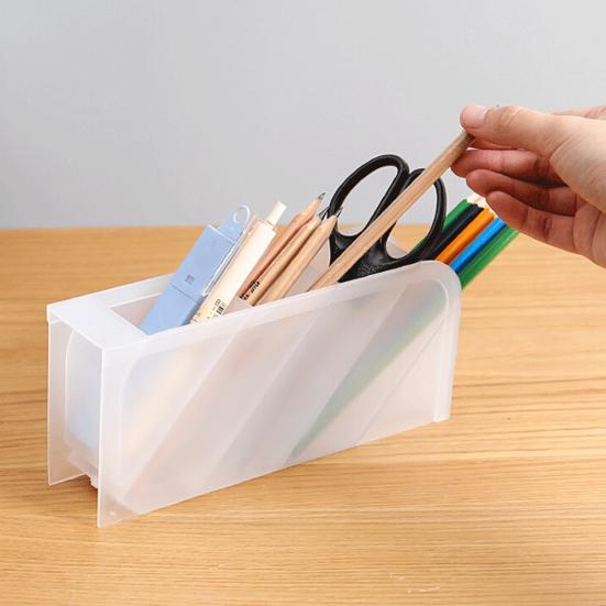 Desktop Transparent Makeup Brushes Pen Storage Box Cosmetics Tools Holder Case