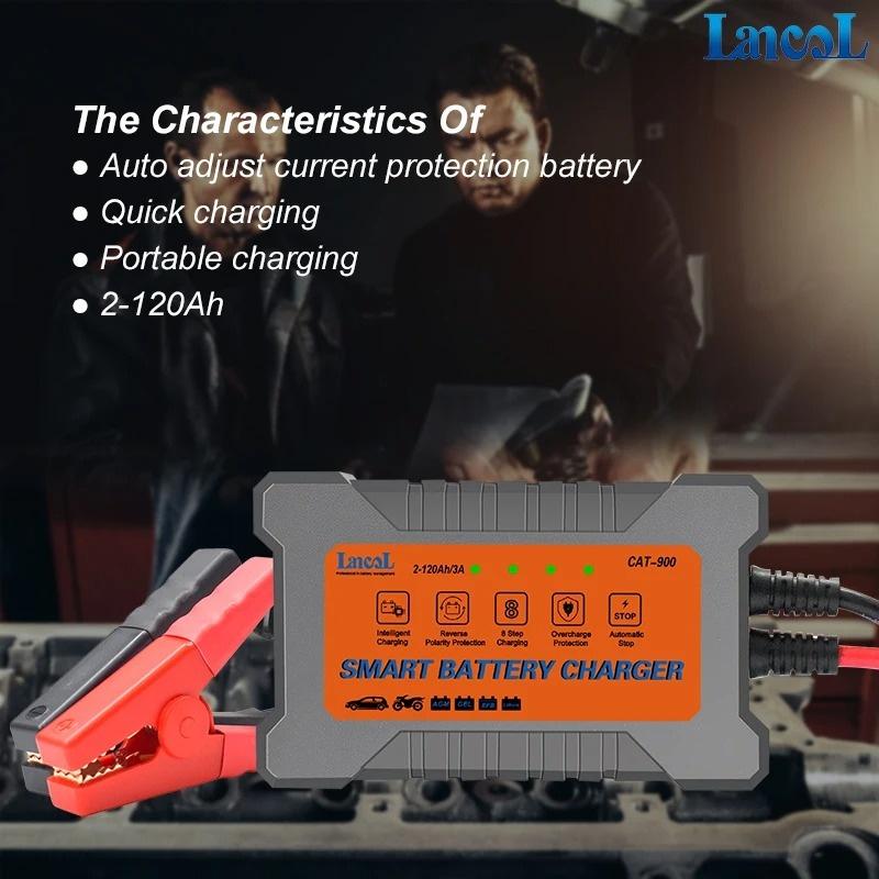 LANCOL CAT900 Portable Car Battery Charger 12V 3A Full Automatic Smart Car Battery Charger Repair Maintainer Wet Dry Lead Acid