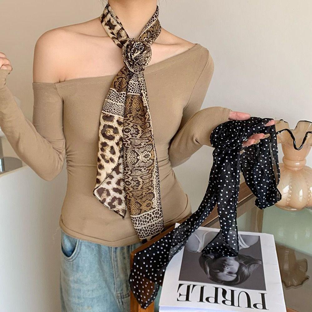 Large Size Long Silk Scarf Summer Hair Band Fashion Long Ribbon Belt Tie For Women