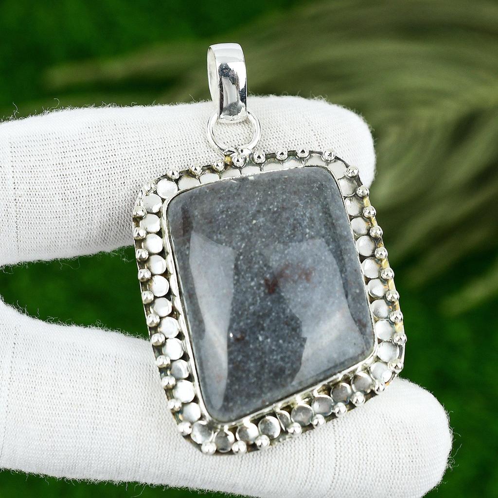 Natural Lodolite Quartz Gemstone Pendant 925 Sterling Silver Indian Jewelry