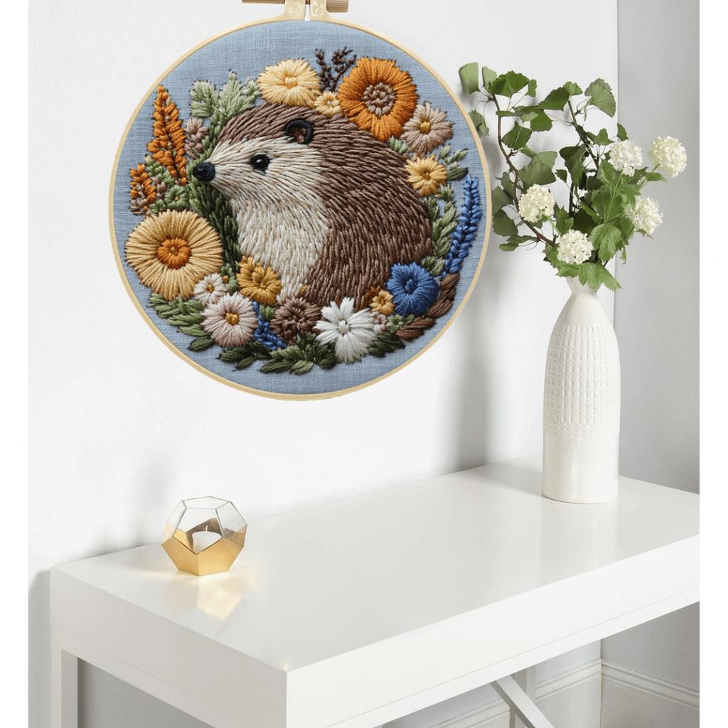 1 шт. Набор для вышивания «Ежик» своими руками, ручная работа, из ткани, на английском языке, подходит для начинающих любителей вышивания