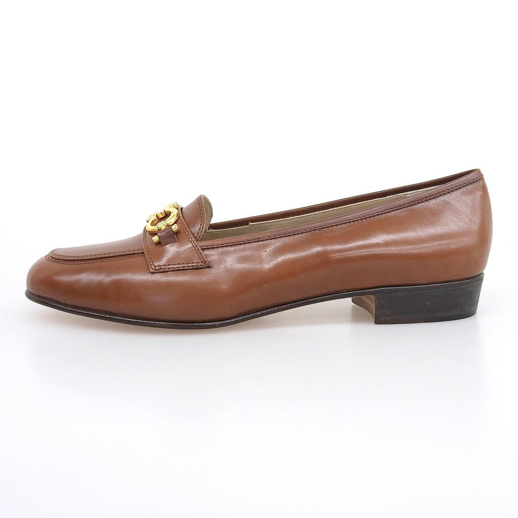 Salvatore Ferragamo Лоферы BABS Double Gancini Коричневая кожа Женские 7 33209 Б/у