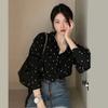Korean Fashion Women Polka Dot Printed Shirt New Casual Long Sleeve Simple Shirt Spring Autumn Lapel Loose Office Ladies Elegant Tops Clothing 2954