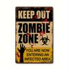 No Zombie Zone "Vintage Metal Sign -  Horror Themed Wall Decor for Homes, Bars, Men'S Caves, and More - Easy To Hang, No Powe