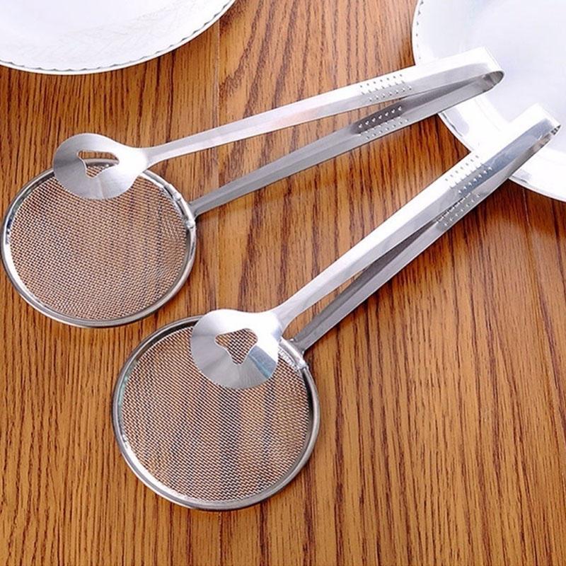 Creative Filter Spoon with Clip Multi-functional Stainless Steel Colander Oil-Frying Filter Fried Fo