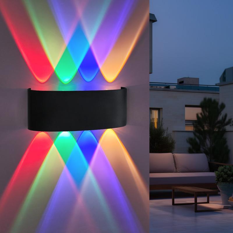 Уличный настенный светодиодный светильник RGB с цветным световым эффектом, водонепроницаемый, для украшения патио, сада, вечеринки у бассейна