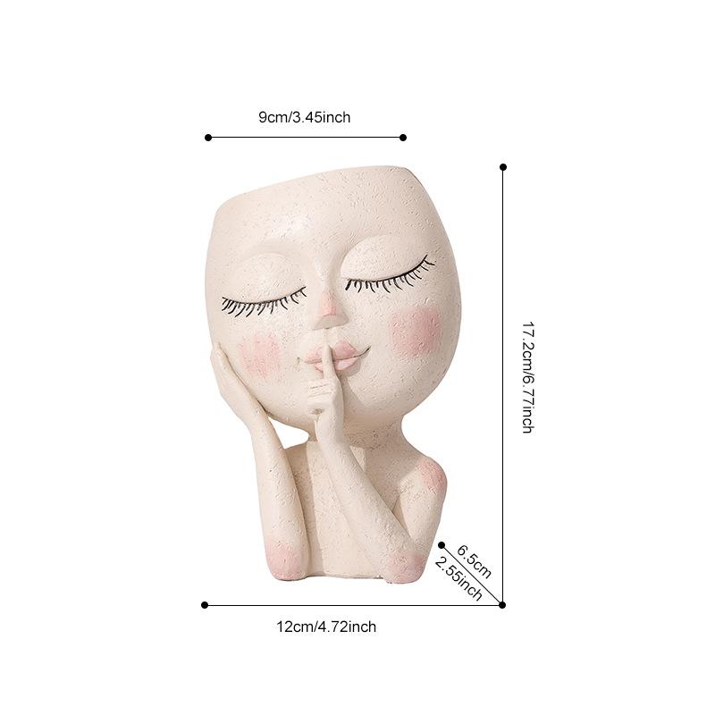 Цветочный горшок из смолы, сочная голова, художественная ваза, плантатор для лица, портретная ваза для садовых растений