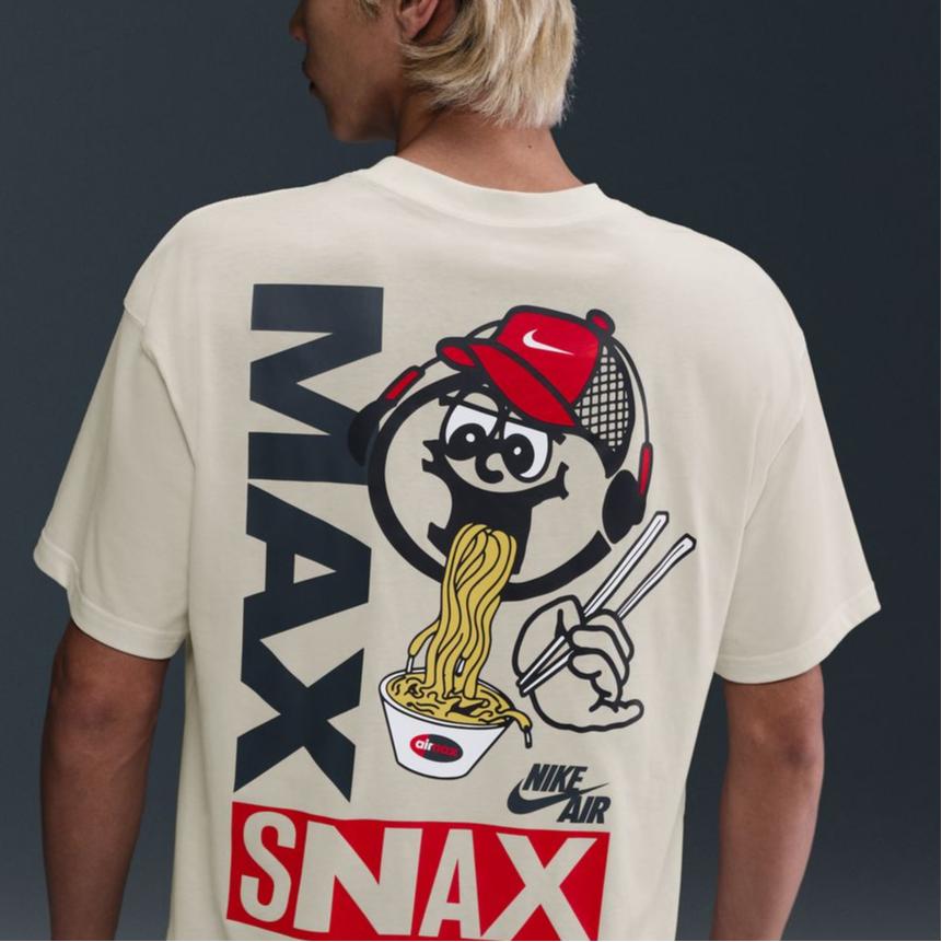 Nike Спортивная одежда AS U NSW Футболка M90 OC Логотип Sole Food Мультяшная футболка с коротким рукавом и круглым вырезом Мужские топы Молочно-белый HJ0769133