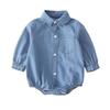 Baby Romper Denim Shirt-Style One-Piece Romper for Baby Girls