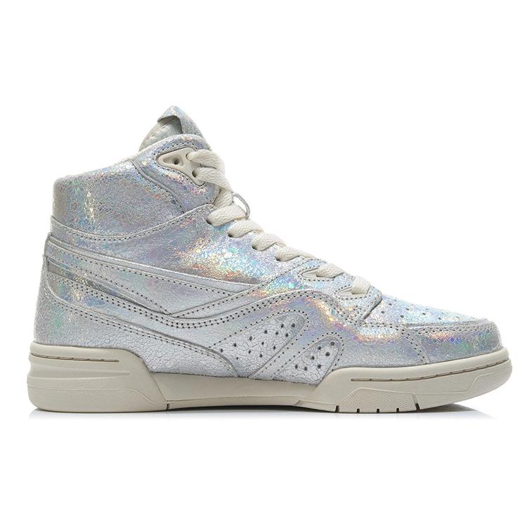 Li Ning 937 Deluxe Hi Высокие Винтажные Баскетбольные Кроссовки Женские Серебристые AGBR080-2