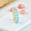 Emerald Cut Blue Topaz Eternity Wedding Band 14K Yellow Gold Plated Silver Full Eternity Ring Statement Stacking Ring