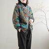 Women's Winter Loose Floral Padded Baseball Jacket Thickened Warm Cotton Coat Retro Printed
