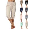 Women's Fashion Casual Solid Color Elastic Waist Drawstring Lace Cropped Pants