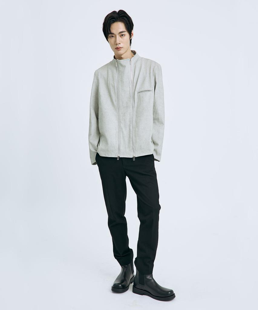 TEN PAST SEVEN Double Zipper Stand Neck Jacket (2 Colors)